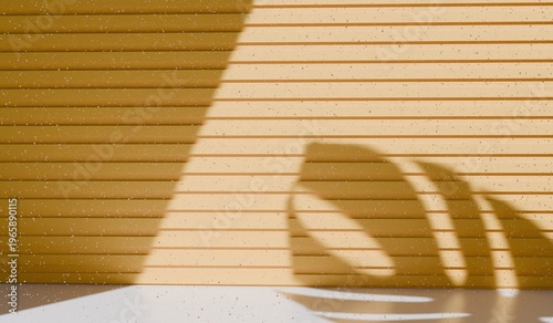 Wooden slatted walls, a modern atmosphere, and sunlight streaming in. 3D illustration.