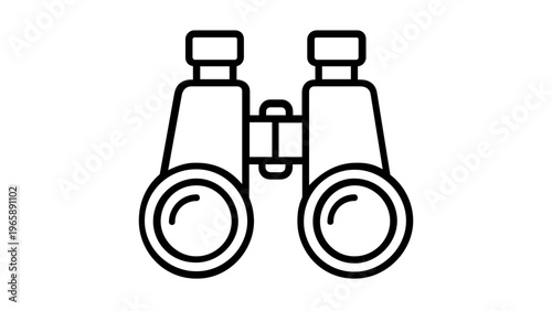 Minimalist Binoculars Vector Icon Illustration for Travel, Sightseeing, Bird Watching, and Exploration, Featuring a Clean Black Line Art Design for Modern Digital and Print Graphics Projects