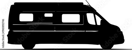 Side view outline of a recreational vehicle, ideal for outdoor exploration and nomadic lifestyle