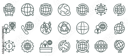Worldwide icon collection set outline