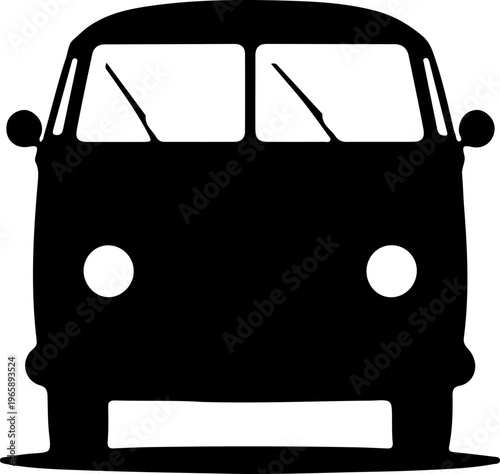 Iconic vintage van silhouette perfect for timeless road trip adventures and classic travel designs, symbolizing freedom and exploration