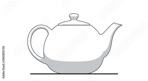 Simple white ceramic teapot with a handle and lid isolated on a plain white background for tea time concepts.
