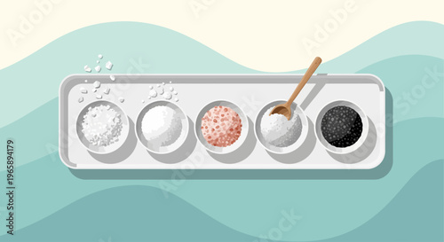 Colorful makeup palette with brush.