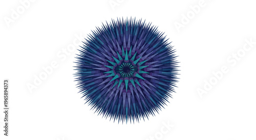 Purple and blue spiky spherical object.