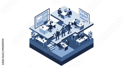 Business people working in office space.