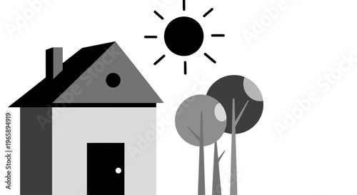 Simple House with Roof and Door.