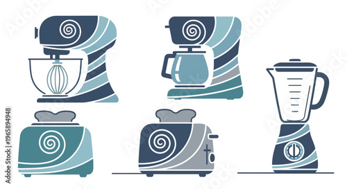 Kitchen Appliances Collection Closeup View.