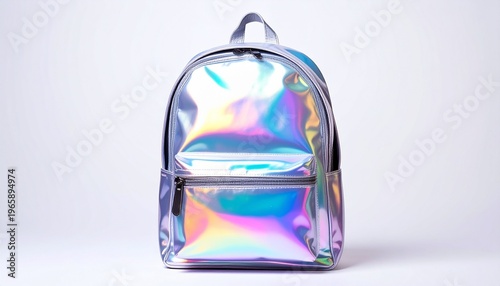 Iridescent Backpack with Holographic Finish