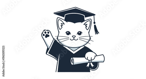 Graduated Cat Wearing Academic Robe.