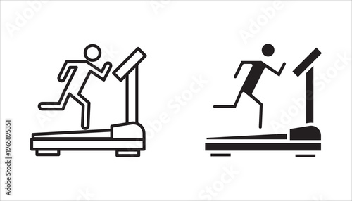 Gym icon set. Treadmill, exercise machine, running, fitness equipment, cardio training, gym equipment, running machine on a white background vector.