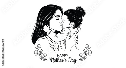 Mother and child sharing a tender moment on Mother's Day with flowers around them