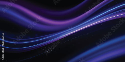 Flowing blue and purple abstract waves with light lines create a smooth motion design and fractal texture for a high-energy artistic backdrop wallpaper