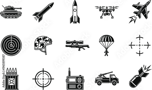 Military and warfare icons set