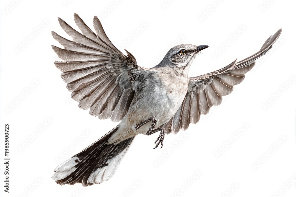 Fototapeta premium mockingbird bird hovering on white background