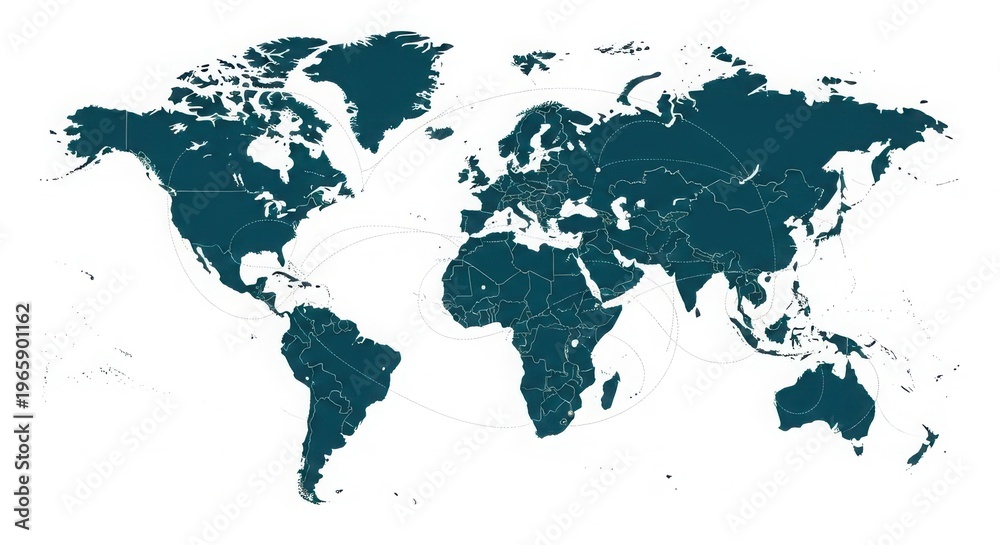 Fototapeta premium highly detailed world map on white background