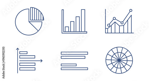 Set of infographic charts and diagrams isolated on white background