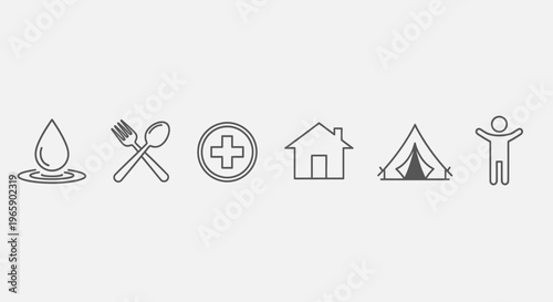 Set of minimalist icons representing various lifestyle and activity concepts