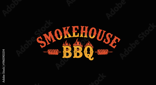 Smokehouse bbq logo design for restaurant or food business