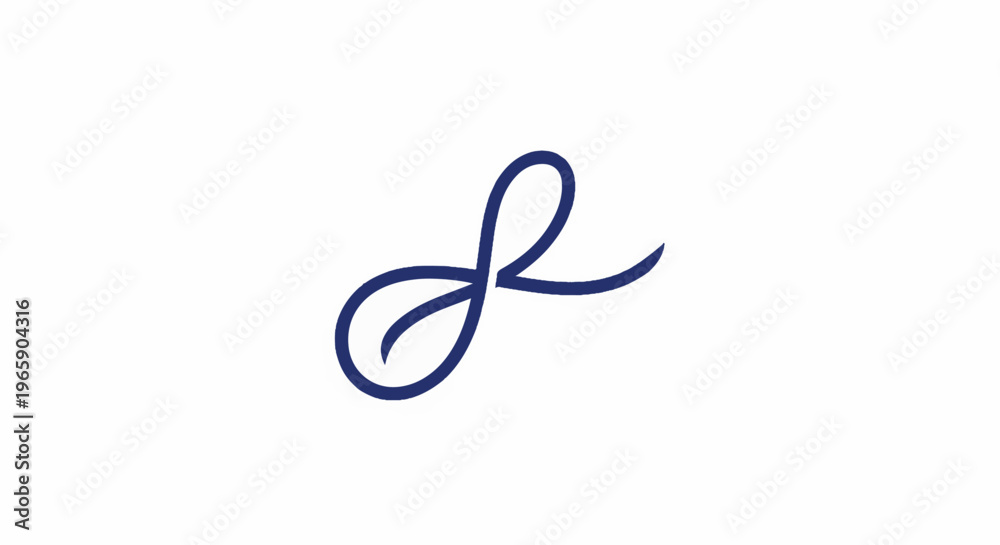 Obraz premium Elegant navy blue cursive symbol on white background