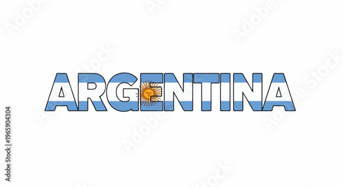 Bold text "ARGENTINA" filled with the national flag's colors and sun emblem