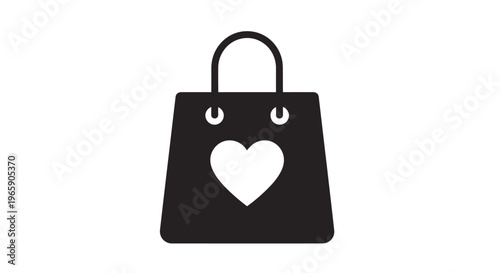 flat vector Heart shopping bag isolated on White Background vector background, vector illustration