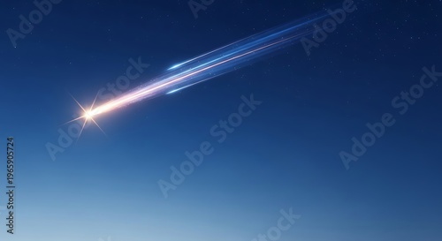 Bright shooting star streak isolated on transparent background