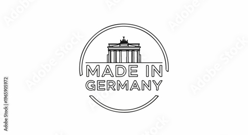 Circular emblem featuring Brandenburg Gate and text Made in Germany
