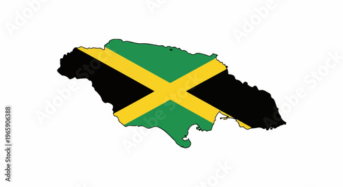 Outline of Jamaica filled with its national flag