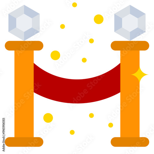 Принти на полотні Barrier flat icon velvet rope barrier with sparkling posts represents exclusivit