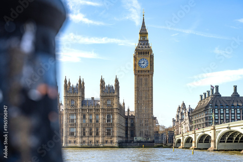 Big Ben, an iconic British historical  landmark, the Great Clock of Westminster in central London the capital of Great Britain.