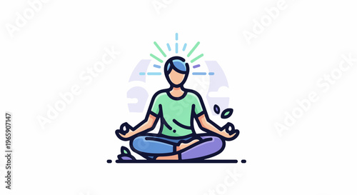 Person meditating with radiating aura