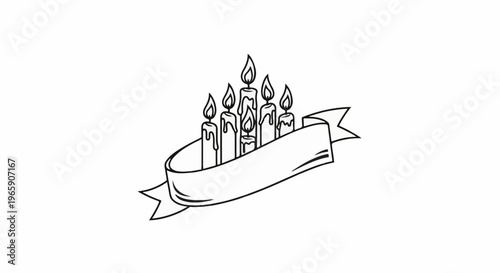 Festive candles burning brightly atop a decorative banner