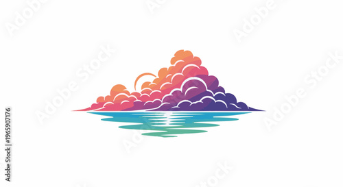 Dramatic sunset clouds reflected in calm water