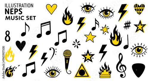 Abstract vector background with musical notes and design symbols