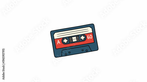 Retro Audio Cassette Tape Illustration Isolated on White