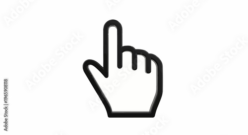 Black outline of a pointing hand cursor, isolated on white
