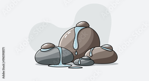 Stacked rocks with water flowing between them in a minimalist style