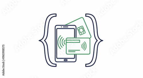 Stylized illustration of a smartphone, credit card, and SIM card