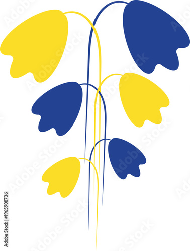 Watercolor yellow and blue flowers, vintage vector