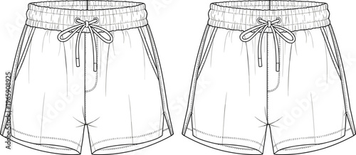 women's relaxed fit athletic shorts with drawstring waist and side pockets vector illustration