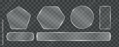 Glass Buttons set with square, rectangular and round shapes – transparent vector