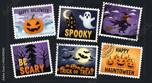 Vintage postage stamps with retro postmarks and antique letters collection