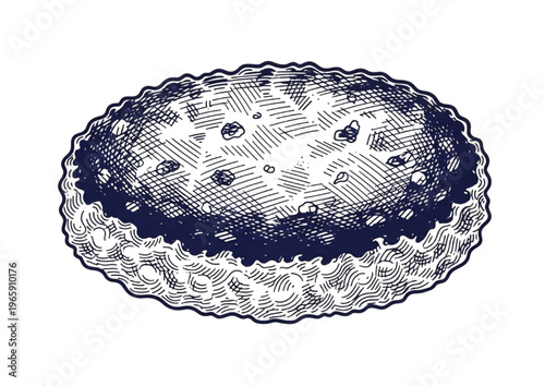 Artistic monochrome sketch of a traditional homemade round pastry, perfect for any sweet occasion