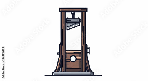 Wooden guillotine with metal blade and platform