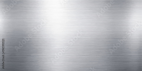 Brushed metal texture background, silver steel surface, horizontal lines pattern, metallic gradient, industrial backdrop, modern design, seamless texture, high resolution