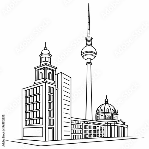 Photos Berlin landmarks vector illustration including alexanderplatz tv tower and cathe