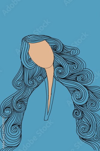 Illustration of a woman with long hair