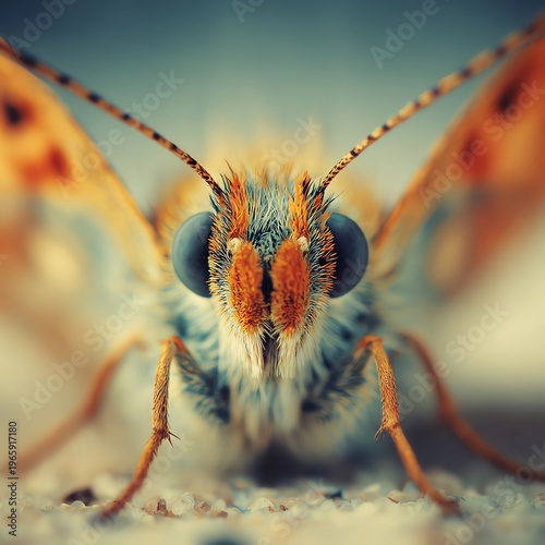 Extreme Macro Butterfly Portrait: Intricate Detail and Blue Eyes