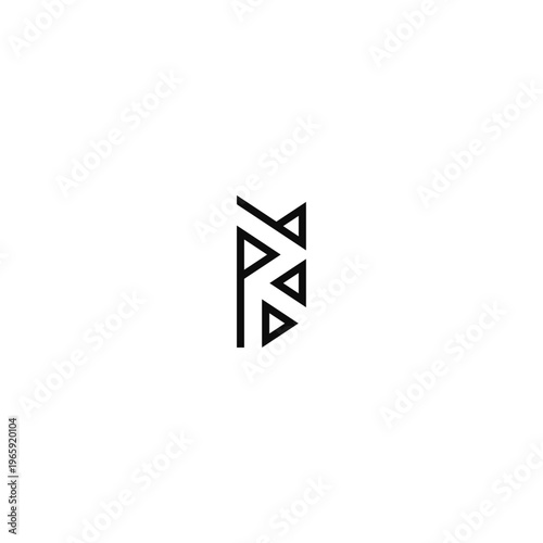 R letter made of triangle shapes, brand logo.
