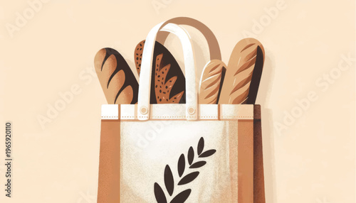 Loaf of bread in a reusable bag.